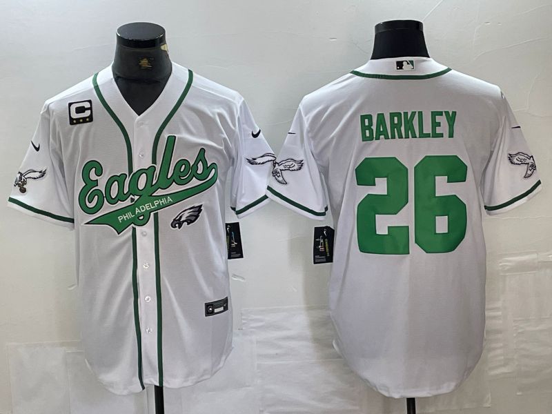 Men Philadelphia Eagles #26 Barkley White 2024 Nike Co branded NFL Jersey style 12